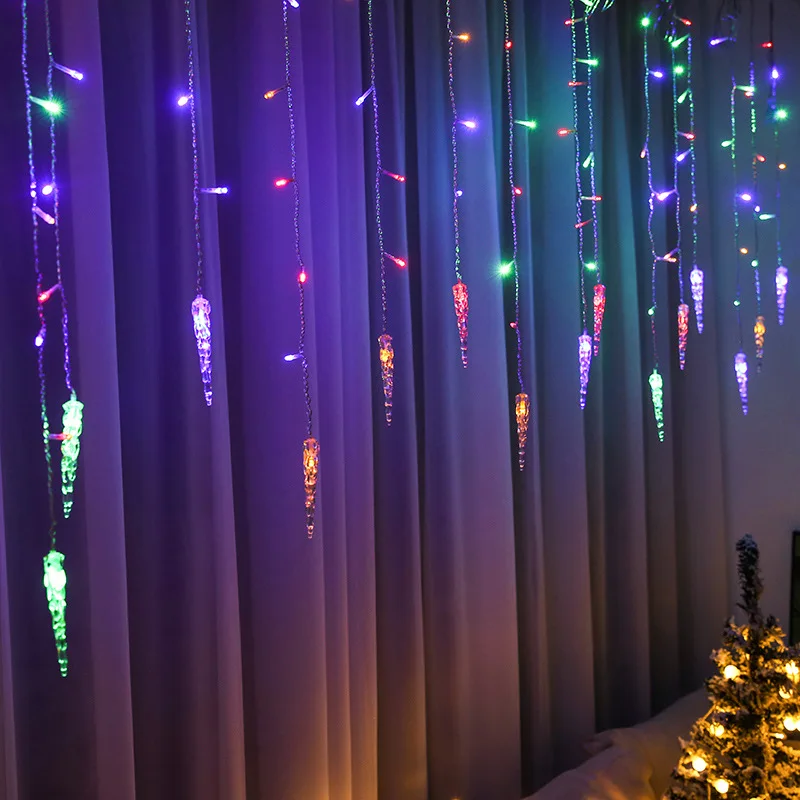 

Светодиодный ная Гирлянда-сосулька, Рождественское украшение, мигающие огни, гирлянда-занавеска, 4 м, праздничная гирлянда для спальни, улич...