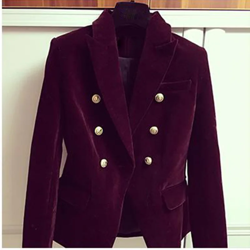 HIGH QUALITY Newest Fashion 2021 Designer Blazer Women's Double Breasted Lion Buttons Velvet Blazer Coat
HIGH QUALITY Newest Fashion 2021 Designer Blazer Women's Double Breasted Lion Buttons Velvet Blazer Coat