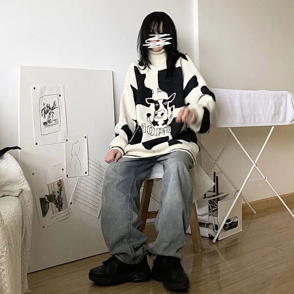 Autumn and Winter New High Collar Cow Jacquard Sweater Female Student Style Thickened Loose Knit Coat
Autumn and Winter New High Collar Cow Jacquard Sweater Female Student Style Thickened Loose Knit Coat