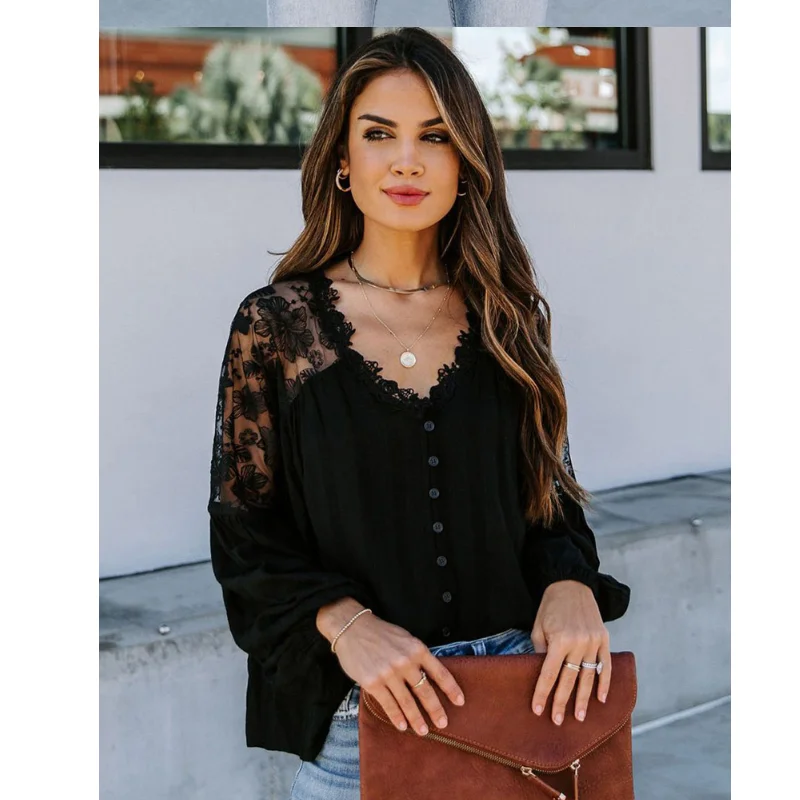 2021 Spring Summer Women's Chiffon Shirt New Long Sleeve Casual Solid Fashion Loose Fashion V Collar Elegant Female Lace Tops 
2021 Spring Summer Women's Chiffon Shirt New Long Sleeve Casual Solid Fashion Loose Fashion V Collar Elegant Female Lace Tops