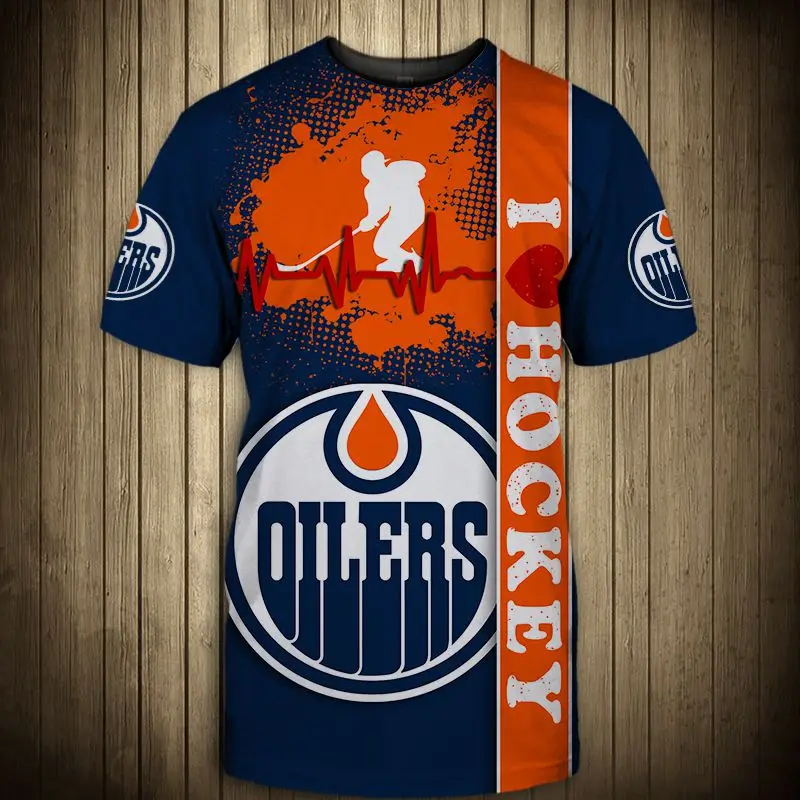 Summer Casual Tops Edmonton New Men's Fashion Blue Orange Stitching White Note Print Oilers T-shirts Quick-Drying Sportswear
Summer Casual Tops Edmonton New Men's Fashion Blue Orange Stitching White Note Print Oilers T-shirts Quick-Drying Sportswear