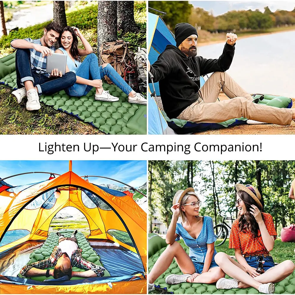 Camping Sleeping Pad with Pillow, Durable Comfortable Lightweight Sleeping Air Mattress for Backpacking Hiking Traveling
Camping Sleeping Pad with Pillow, Durable Comfortable Lightweight Sleeping Air Mattress for Backpacking Hiking Traveling