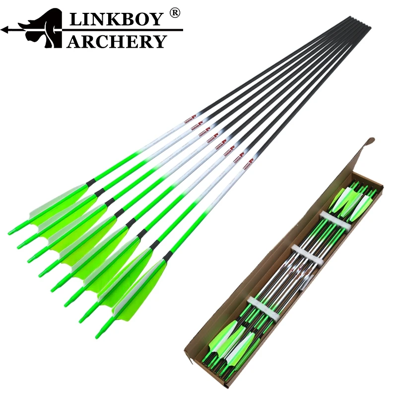 Фото 12 шт. составные карбоновые стрелы для стрельбы из лука Linkboy 300 340 400 500 600 700 800 | Спорт