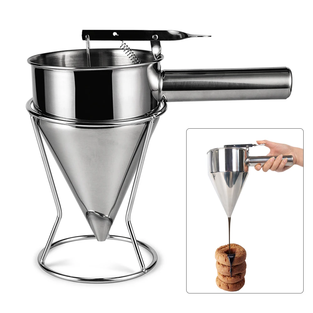 

Stainless Steel Cupcake Pastry Batter Dispenser Funnel Pancake Muffin Dough Cream Separator Mold Octopus Balls Takoyaki Machine