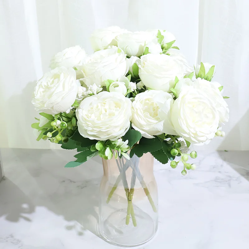 Best Selling Beautiful Rose Peony Artificial Silk Flowers Small White Bouquet Home Party Winter Wedding Decoration Fake Flowers
Best Selling Beautiful Rose Peony Artificial Silk Flowers Small White Bouquet Home Party Winter Wedding Decoration Fake Flowers