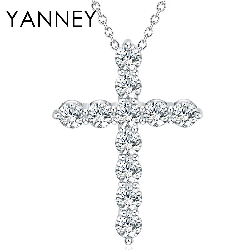 YANNEY 925 Sterling Silver Classic Cross Zircon Pendant Necklace For Woman Fashion Luxury Wedding Jewelry Gift
YANNEY 925 Sterling Silver Classic Cross Zircon Pendant Necklace For Woman Fashion Luxury Wedding Jewelry Gift