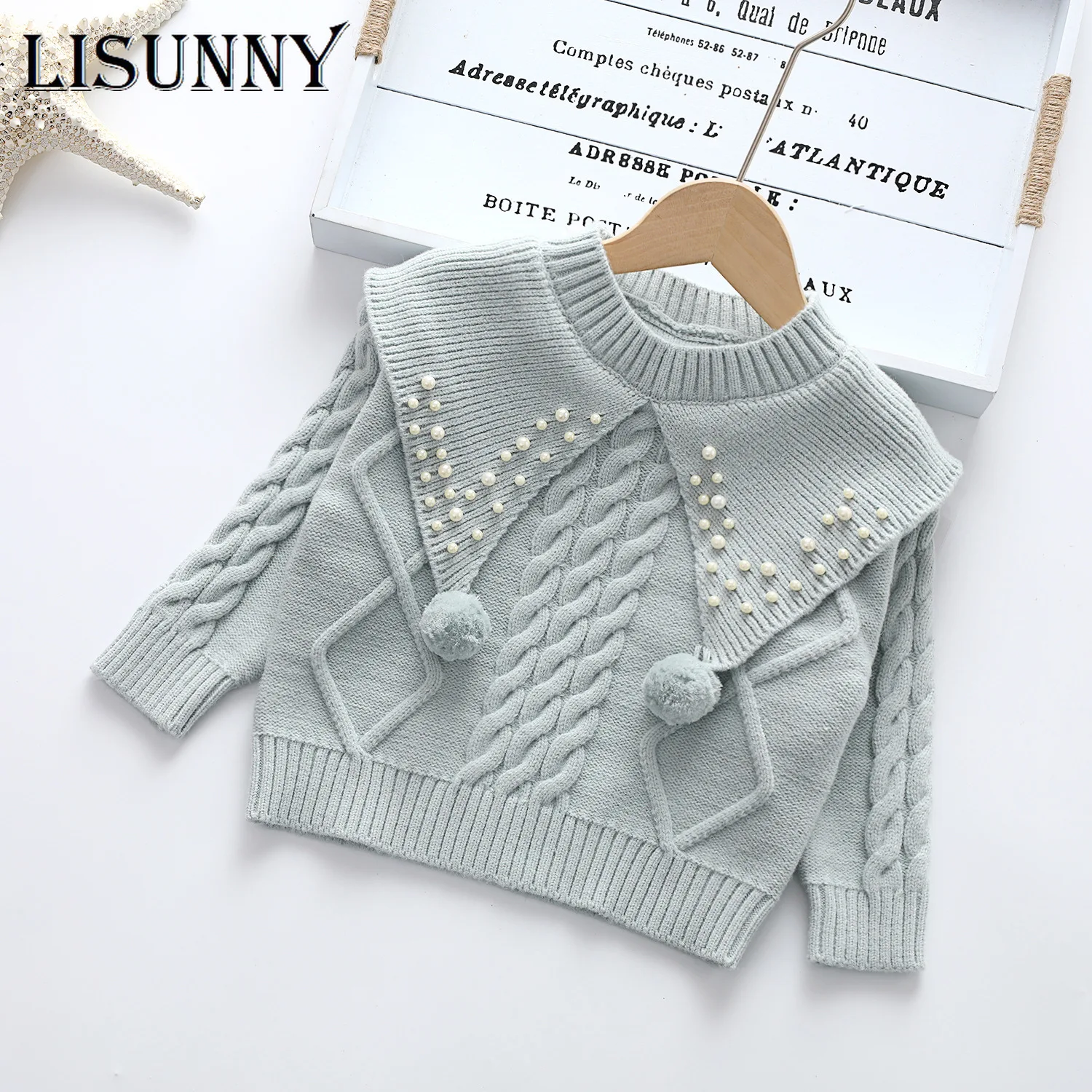 

1T-6T Girls Sweater Pullover 2022 New Autumn Winter Baby Sweaters Jumper Children Fashion Pearls Toddler Kids Knitted Clothes