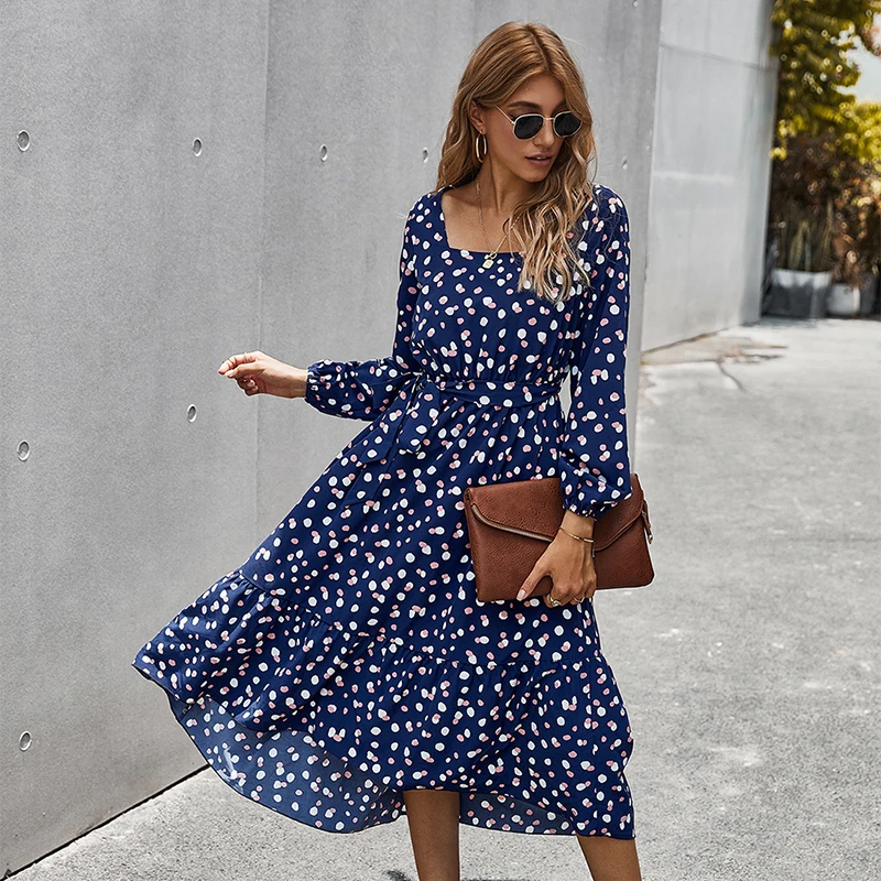 2021 New Spring Dress Elegant Polka Dot Long Dresses with Belt Women Vintage Square Collar Long Sleeve Office A-Line Dress
2021 New Spring Dress Elegant Polka Dot Long Dresses with Belt Women Vintage Square Collar Long Sleeve Office A-Line Dress