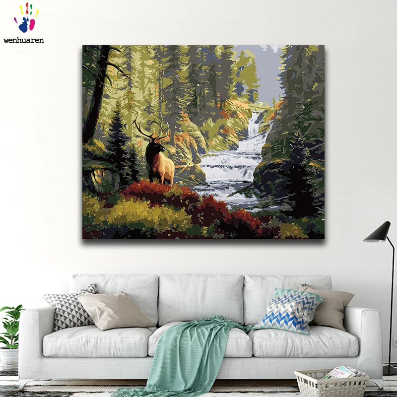 DIY Coloring Paint by Numbers Forest Beauty Paintings Landscape Canvas One Piece 50x40 60x50 75x60 90x70 100x80 Classical | Дом и сад