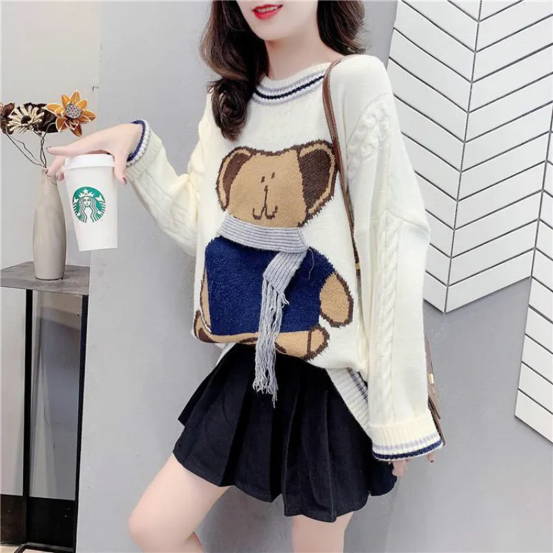 High-quality Loose Three-dimensional Bear Lazy Sweater Women Autumn Winter 2021 New Pure Fashion All-match Pullover Outer Top
High-quality Loose Three-dimensional Bear Lazy Sweater Women Autumn Winter 2021 New Pure Fashion All-match Pullover Outer Top