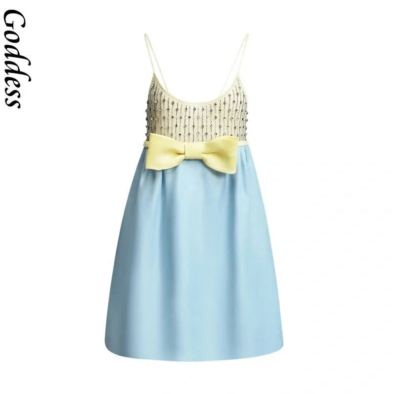 2021 Summer Brand Color Block Spliced Mini Party Dress Sweet Princess Dress Women Crystal Beaded Cute Bows Sleeveless Tank Dress
2021 Summer Brand Color Block Spliced Mini Party Dress Sweet Princess Dress Women Crystal Beaded Cute Bows Sleeveless Tank Dress