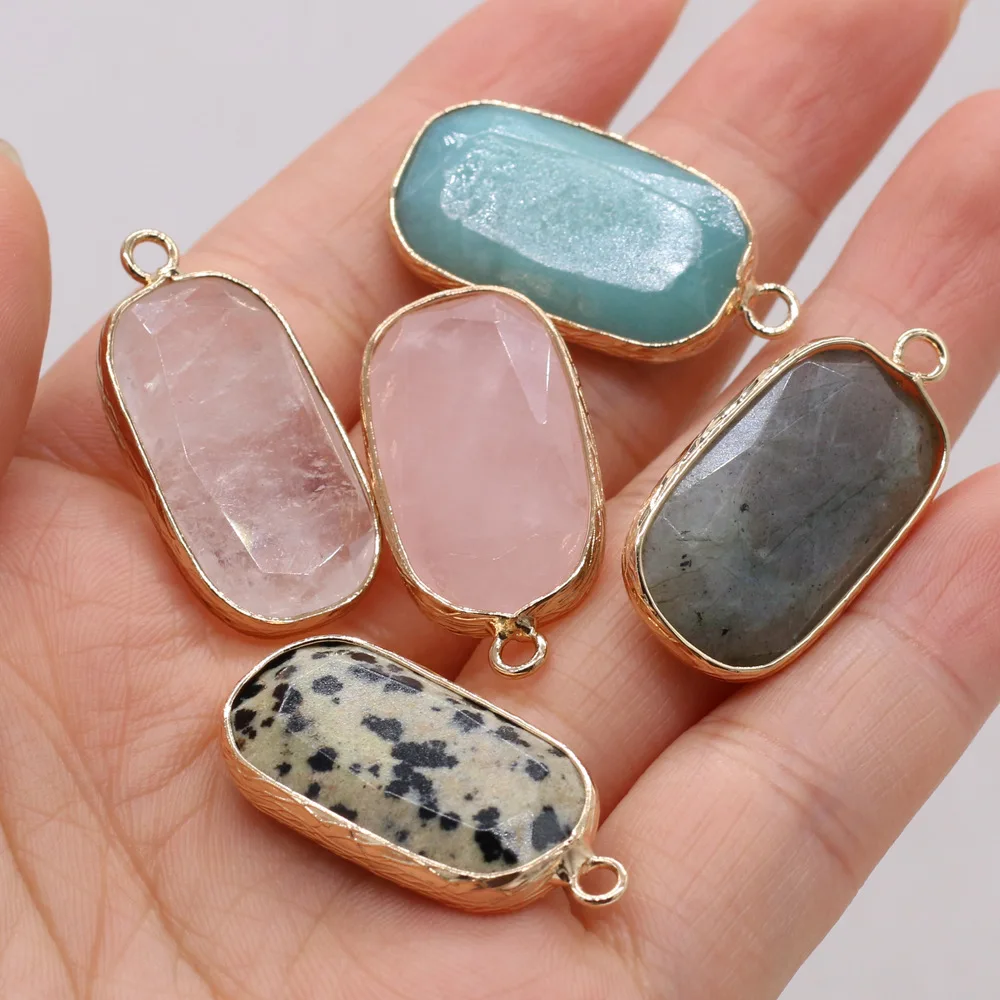 

15x30mm Healing Chakra Stone Pink Blue White Crystal Quartz Pendant Wholesale Charms for Earrings Necklace Dangle Jewelry Making