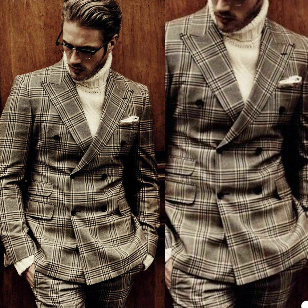 Breasted Spring/Winter Double Blazer 2 Pic Set Tuxedo Striped Plaid Mens Suits Groom Formal Wedding Jacket With Pants Tailored
Breasted Spring/Winter Double Blazer 2 Pic Set Tuxedo Striped Plaid Mens Suits Groom Formal Wedding Jacket With Pants Tailored