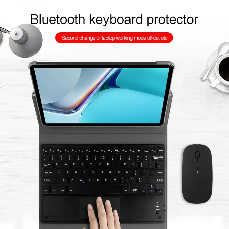 

Чехол с клавиатурой для HUAWEI Matepad 11, 10,95 дюйма, для планшетов с диагональю 2021 дюйма, защитный чехол с клавиатурой Bluetooth, чехол-подставка из иску...