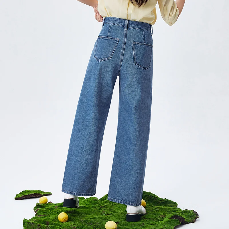 SEMIR Jeans Women Cotton Wide-Leg Trousers Asymmetrical Waist 2021 Summer New Classic Fashion Mopping Pants Female 
SEMIR Jeans Women Cotton Wide-Leg Trousers Asymmetrical Waist 2021 Summer New Classic Fashion Mopping Pants Female