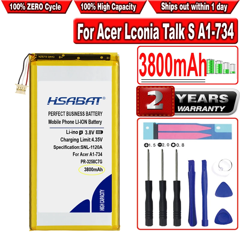 HSABAT 3800mAh PR-3258C7G Battery for Acer Iconia Talk S A1-734 B1-733 Tablet 3-wire
HSABAT 3800mAh PR-3258C7G Battery for Acer Iconia Talk S A1-734 B1-733 Tablet 3-wire