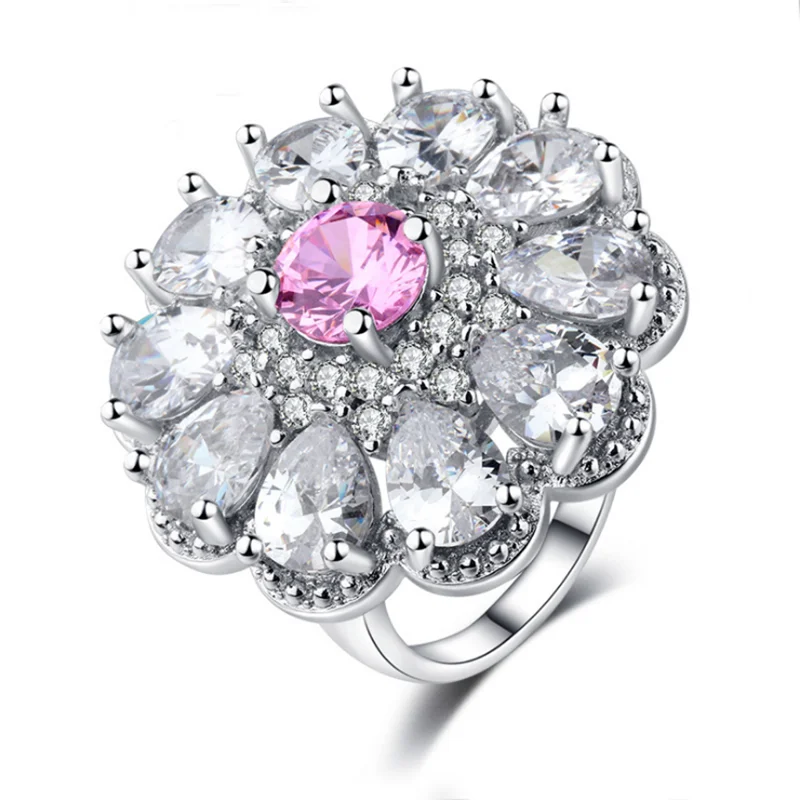 Fashion Flower Ring Romantic Crystal Rhinestones Women Jewelry Accessories Lover Gift | Украшения и аксессуары