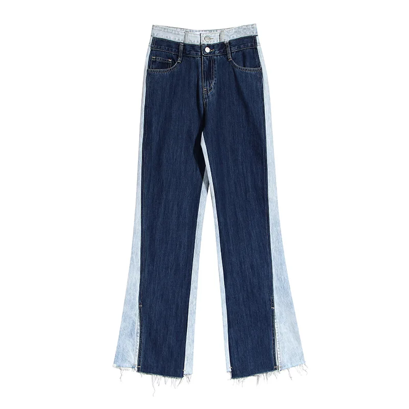2023 Early Spring Thin Women's Buttons Two-color Contrasting Color Stitching Washed Distressed High Waist Cowgirl Wide Leg Pants
2023 Early Spring Thin Women's Buttons Two-color Contrasting Color Stitching Washed Distressed High Waist Cowgirl Wide Leg Pants