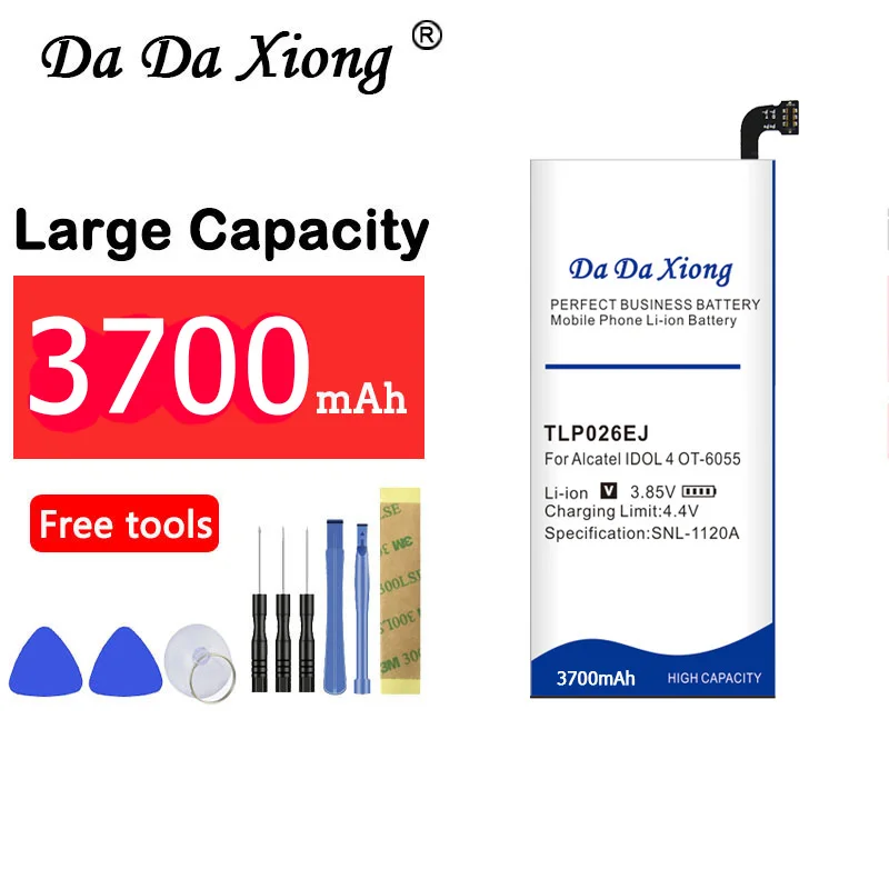 3700mAh TLp026EJ Battery For Alcatel Idol 4 OT6055 6055H 6055Y 6055U 6055 6055K 6055B +Gift Tools
3700mAh TLp026EJ Battery For Alcatel Idol 4 OT6055 6055H 6055Y 6055U 6055 6055K 6055B +Gift Tools