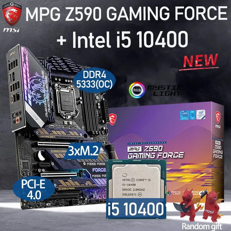 LGA1200 MSI MPG Z590 GAMING FORCE Motherboard Set+ Intel Core i5 10400 Combo DDR4 128GB M.2 PCI-E 4.0 Placa-mãe Kit Desktop Z590
LGA1200 MSI MPG Z590 GAMING FORCE Motherboard Set+ Intel Core i5 10400 Combo DDR4 128GB M.2 PCI-E 4.0 Placa-mãe Kit Desktop Z590