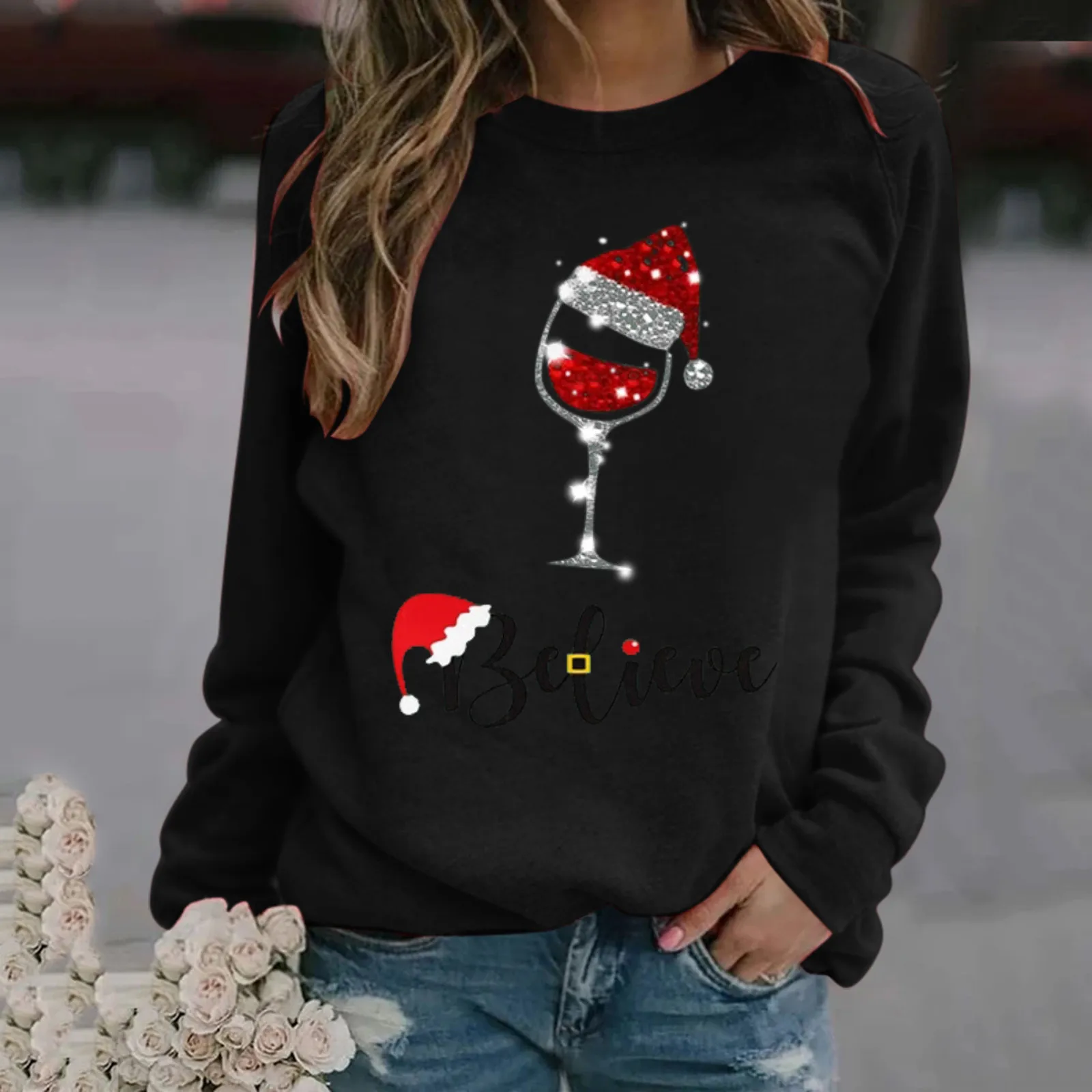 Women's Chirstmas New Sweatshirt Women Long Sleeve Round Neck Christmas Hat Printing Solid Color Casual Pullover Sweatshirt
Women's Chirstmas New Sweatshirt Women Long Sleeve Round Neck Christmas Hat Printing Solid Color Casual Pullover Sweatshirt