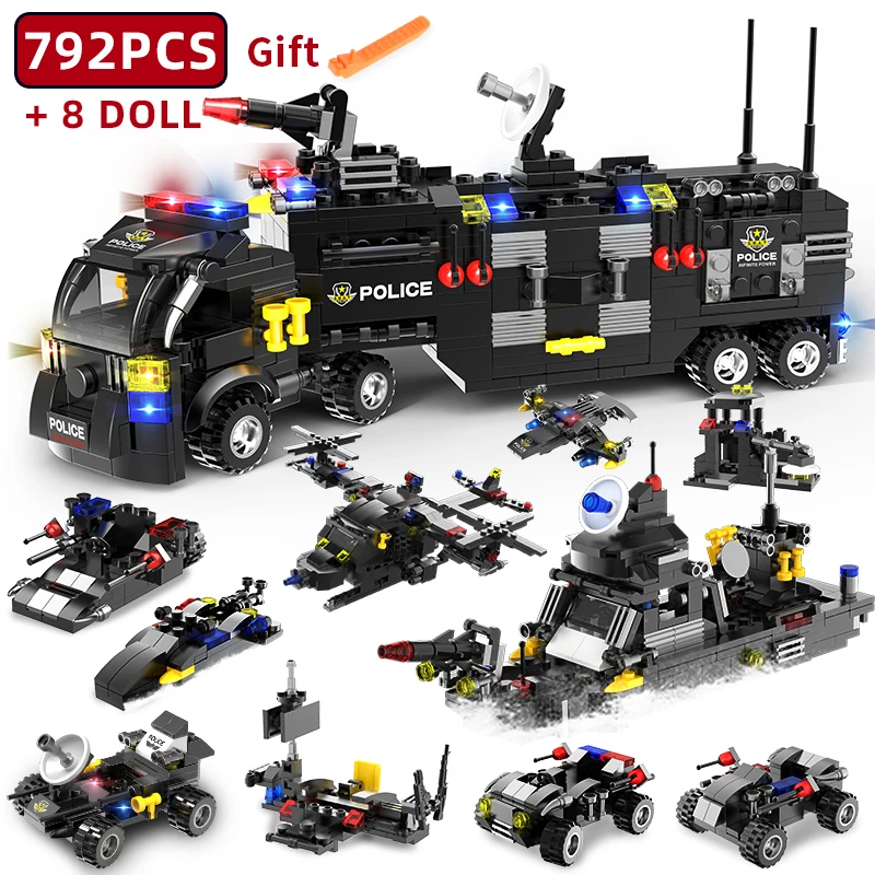 City SWAT Team Building Block chariot Helicopter Truck Assemble block Compatible Police Toys for kids | Игрушки и хобби