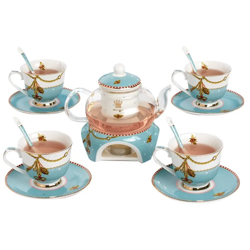 Керамические чайные кружки и набор стеклянных чайных кружек 4 шт. поднос для