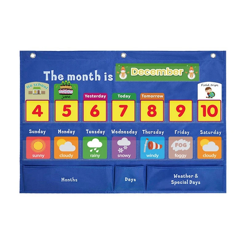 Kids Calendar First Weekly Calendar Children Date Weather Cognitive Pocket Chart Toys Hanging Bag
Kids Calendar First Weekly Calendar Children Date Weather Cognitive Pocket Chart Toys Hanging Bag