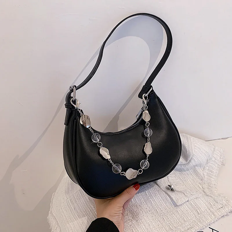 PU Leather Women Luxury Designer Handbags 2021 Shopper Bag New Fashion Korean Style Solid Color Crescent Bag Chain Shoulder Bags
PU Leather Women Luxury Designer Handbags 2021 Shopper Bag New Fashion Korean Style Solid Color Crescent Bag Chain Shoulder Bags