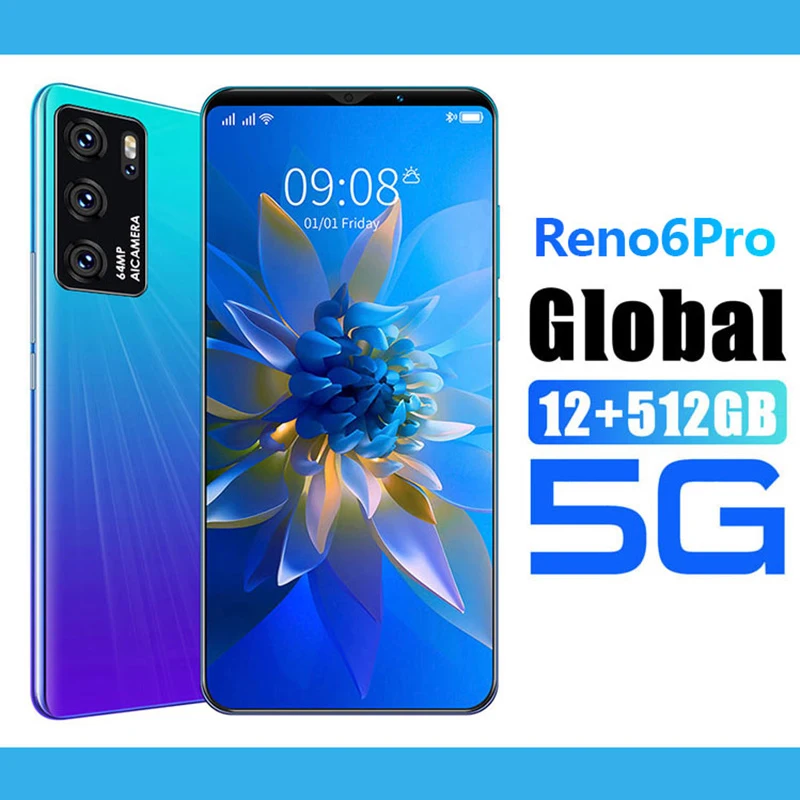 Reno6 Pro 6.1 Inch HD Smartphones 8 Core 12 512GB Andriod10 24+48MP Camera Dual SIM Global Version Face Unlockd
Reno6 Pro 6.1 Inch HD Smartphones 8 Core 12 512GB Andriod10 24+48MP Camera Dual SIM Global Version Face Unlockd
