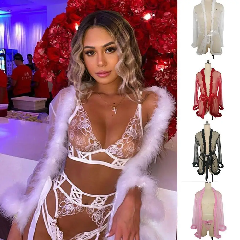 Women Sexy Lingerie Mesh Sheer See Through Long Flare Sleeve Feather Dress Nightwear Robe Night Gown
Women Sexy Lingerie Mesh Sheer See Through Long Flare Sleeve Feather Dress Nightwear Robe Night Gown