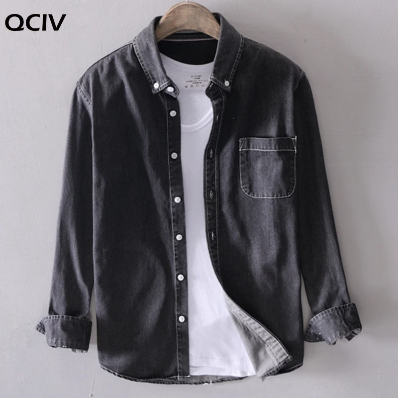 Men's long-sleeved solid denim shirt fashion brand Classic retro denim Pocket decoration Business shirt Spring and Autumn Tops 
Men's long-sleeved solid denim shirt fashion brand Classic retro denim Pocket decoration Business shirt Spring and Autumn Tops
