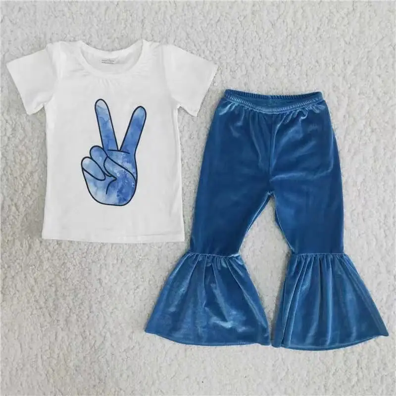 kids clothing sets girls white short sleeves and a pair of blue bell bottoms child clothes low price
kids clothing sets girls white short sleeves and a pair of blue bell bottoms child clothes low price