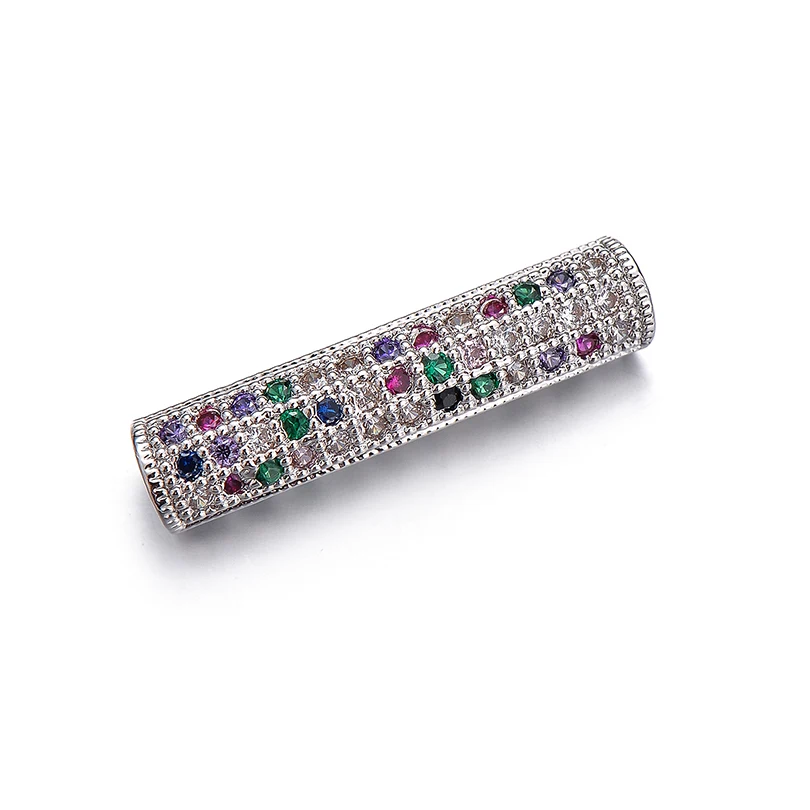 Pipitree Copper Micro Paved Multi Cubic Zirconia Stone Tube Beads DIY Macrame Bracelet Charms Jewelry Making Accessories | Украшения и