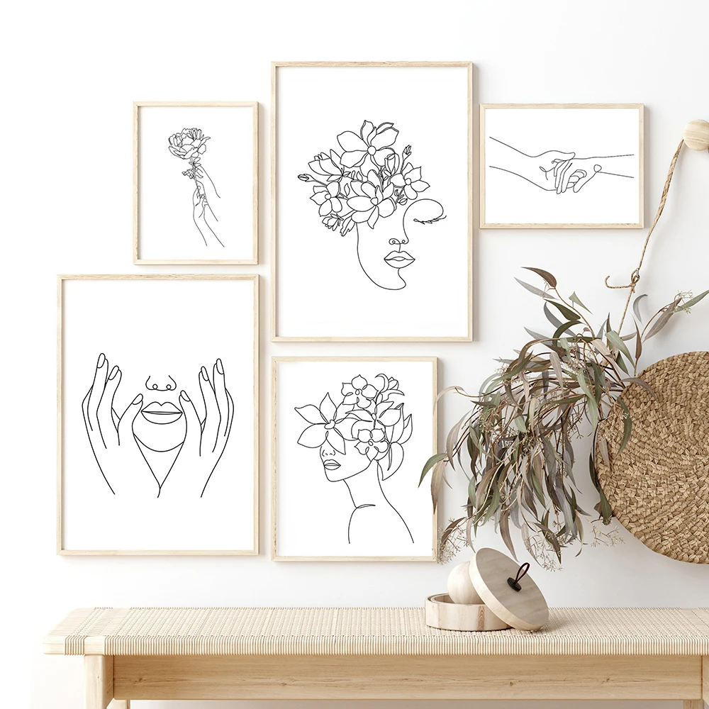 Female Line Art Black and White Prints Gallery Wall Minimalist Canvas Painting Flower Hand Wall Art Poster Picture Bedroom Decor
Female Line Art Black and White Prints Gallery Wall Minimalist Canvas Painting Flower Hand Wall Art Poster Picture Bedroom Decor