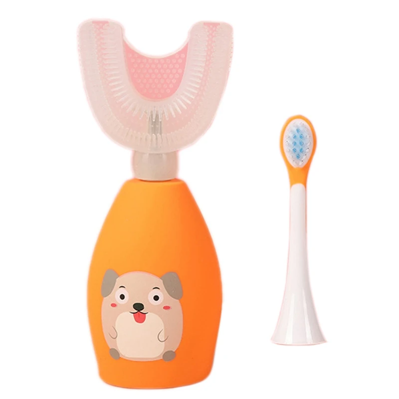 

2-в-1 электрическая зубная щетка 360 градусов интеллектуальная автоматическая звуковая USB перезаряжаемая U-образная детская зубная щетка