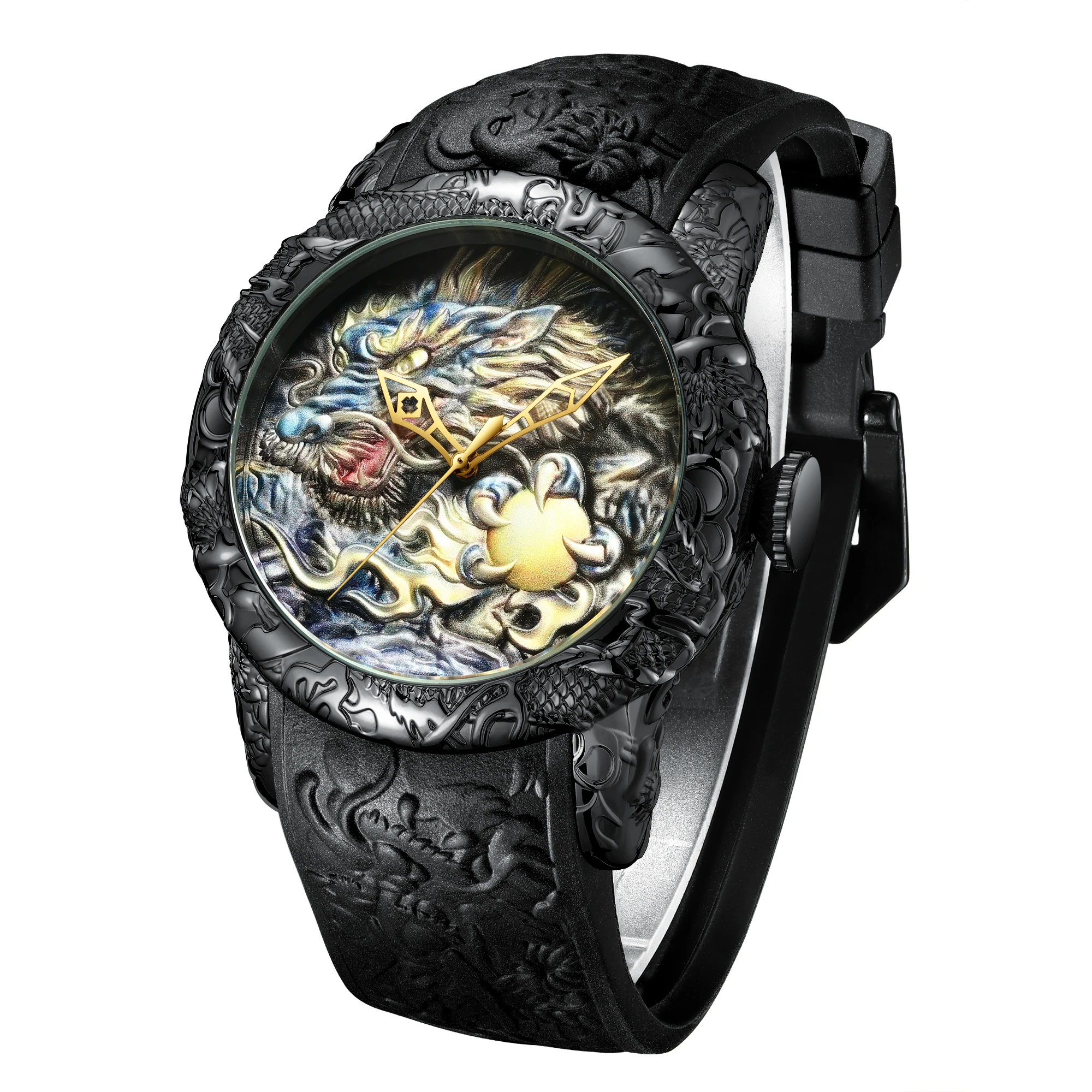 BIDEN Men's Fashion Quartz Watch 3D Engraving 30M Waterproof Silicone Strap Elegant Design 
BIDEN Men's Fashion Quartz Watch 3D Engraving 30M Waterproof Silicone Strap Elegant Design