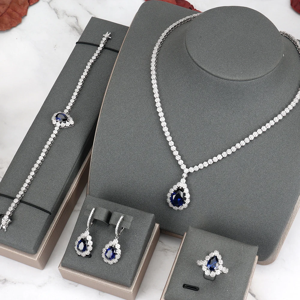 TIRIM Elegant Bridal Necklace Set for Women Blue CZ Cubic Zirconia Wedding Jewelry Sets For Brides Accessories
TIRIM Elegant Bridal Necklace Set for Women Blue CZ Cubic Zirconia Wedding Jewelry Sets For Brides Accessories