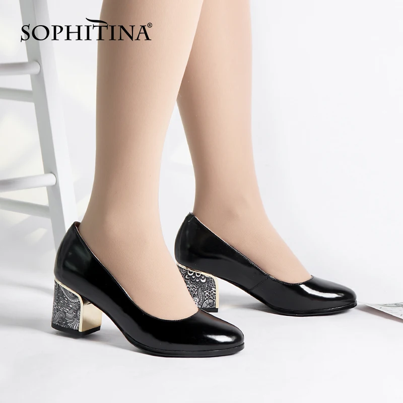 SOPHITINA Women Pumps Spring Fashion Premium Leather Handmade Pumps Round Toe Thick Heel Wild Shallow Leisure Lady Shoes K33
SOPHITINA Women Pumps Spring Fashion Premium Leather Handmade Pumps Round Toe Thick Heel Wild Shallow Leisure Lady Shoes K33