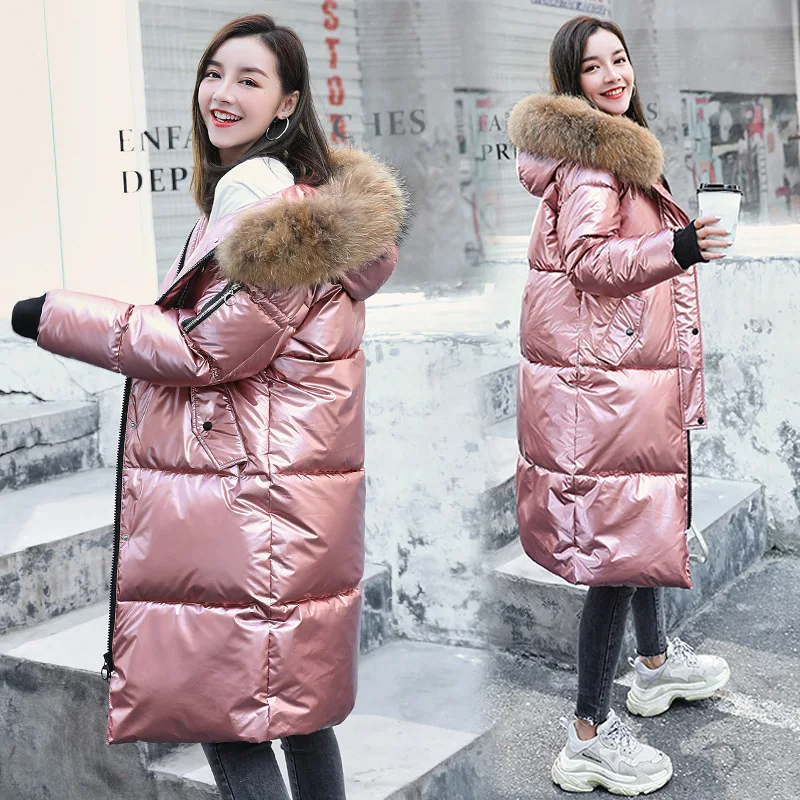 Fashion Winter Women's Long Glossy Big Fur Silver Down Jackets Hooded Coat Down Parkas Thick Winter Jacket Women Outwear
Fashion Winter Women's Long Glossy Big Fur Silver Down Jackets Hooded Coat Down Parkas Thick Winter Jacket Women Outwear