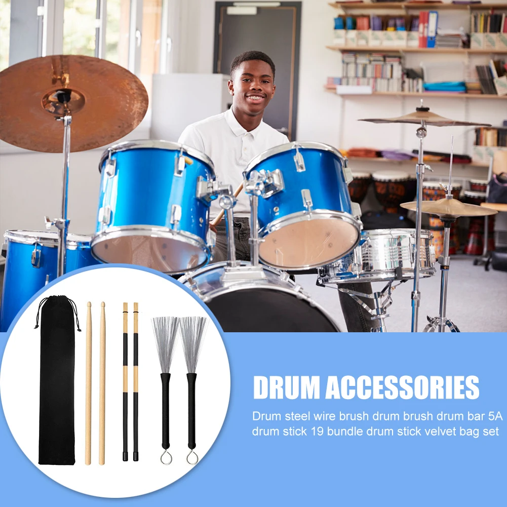 Drum Rod Sticks Wood Drumsticks Wire Brush Set Musical Enjoyable Instrument Supplies for Percussion Instrument
Drum Rod Sticks Wood Drumsticks Wire Brush Set Musical Enjoyable Instrument Supplies for Percussion Instrument