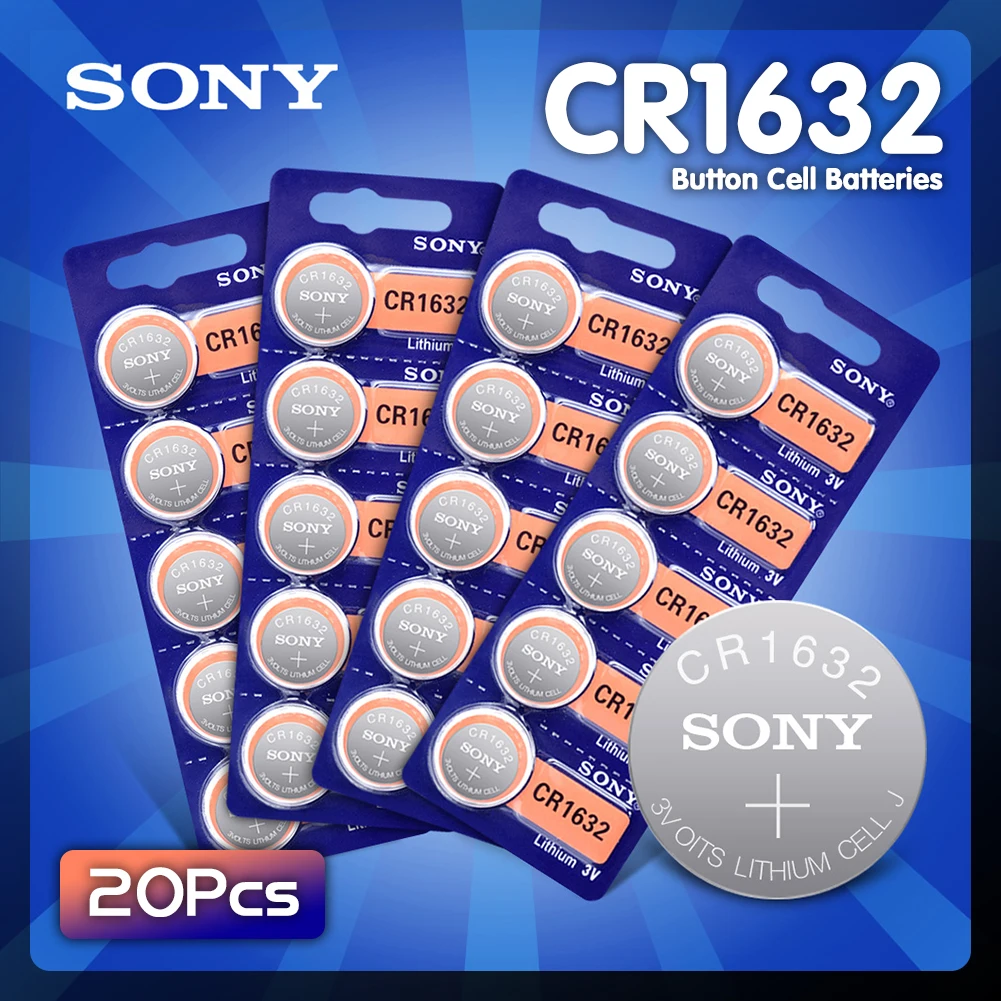 SONY 20 шт. CR1632 кнопочные батареи LM1632 BR1632 ECR1632 монетная литиевая батарея 3 в CR 1632 для дистанционного управления электрической сигнализацией
SONY 20 шт. CR1632 кнопочные батареи LM1632 BR1632 ECR1632 монетная литиевая батарея 3 в CR 1632 для дистанционного управления электрической сигнализацией