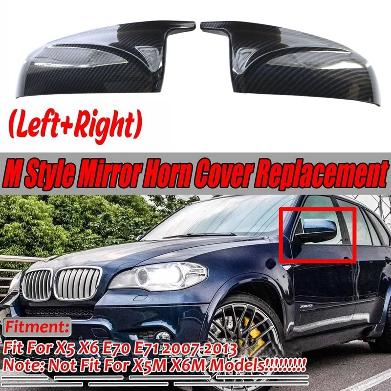 A Pair Carbon Fiber Style Mirror Cover Car Door Side Rearview Mirror Cap Cover for BMW X5 X6 E70 E71 2007-2013
A Pair Carbon Fiber Style Mirror Cover Car Door Side Rearview Mirror Cap Cover for BMW X5 X6 E70 E71 2007-2013