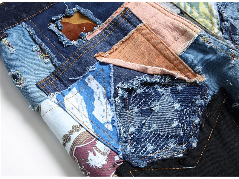 Radom Patch Design Men Jeans Patchwork Beggar Jeans Streetwear Buttons Fly Ripped Slim Denim Trouser men
Radom Patch Design Men Jeans Patchwork Beggar Jeans Streetwear Buttons Fly Ripped Slim Denim Trouser men
