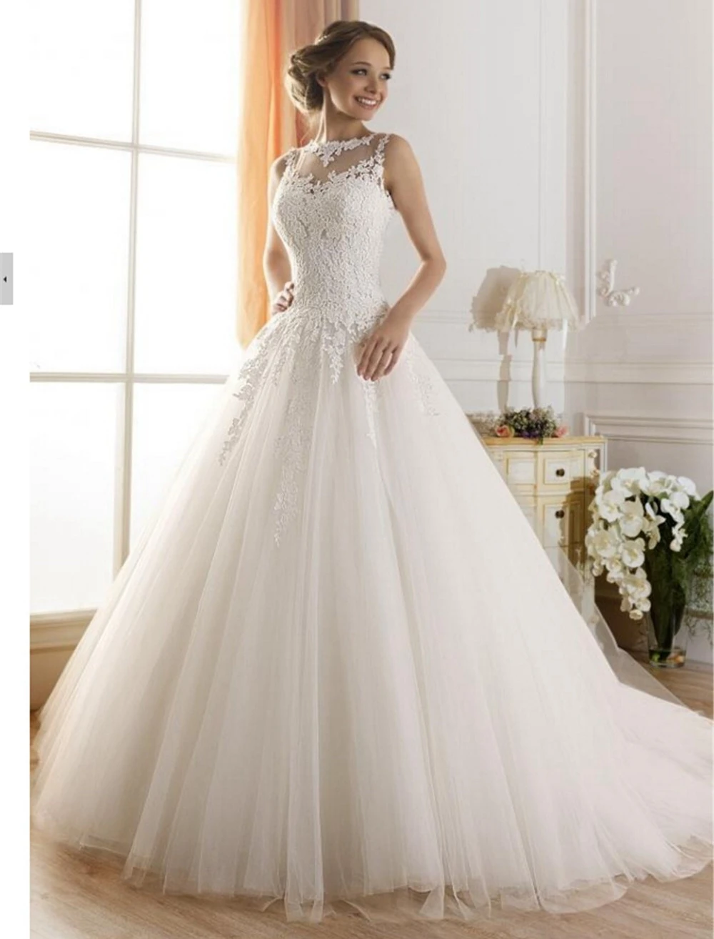 A-Line O-Neck Wedding Dresses For Women Elegant Applique Lace Bridal Dress Sleeveless Backless Wedding Gown Vestidos De Noiva
A-Line O-Neck Wedding Dresses For Women Elegant Applique Lace Bridal Dress Sleeveless Backless Wedding Gown Vestidos De Noiva
