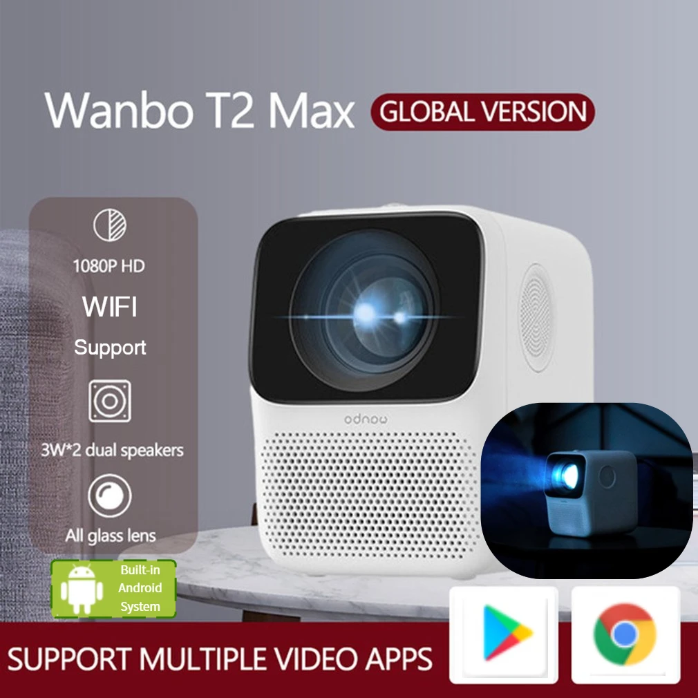 Global Version Wanbo T2 MAX LCD Projector LED Support Vertical keystone Correction Portable Mini Home Theater Xiomi Projector 
Global Version Wanbo T2 MAX LCD Projector LED Support Vertical keystone Correction Portable Mini Home Theater Xiomi Projector