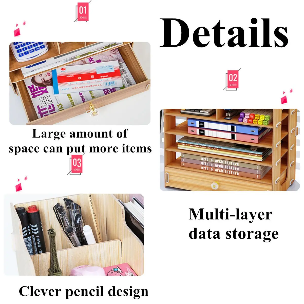 Wooden Desktop Office File Organizer Study Supplies Book Storage Home Office Supplies Pencil Holder Storage Box Decoration
Wooden Desktop Office File Organizer Study Supplies Book Storage Home Office Supplies Pencil Holder Storage Box Decoration