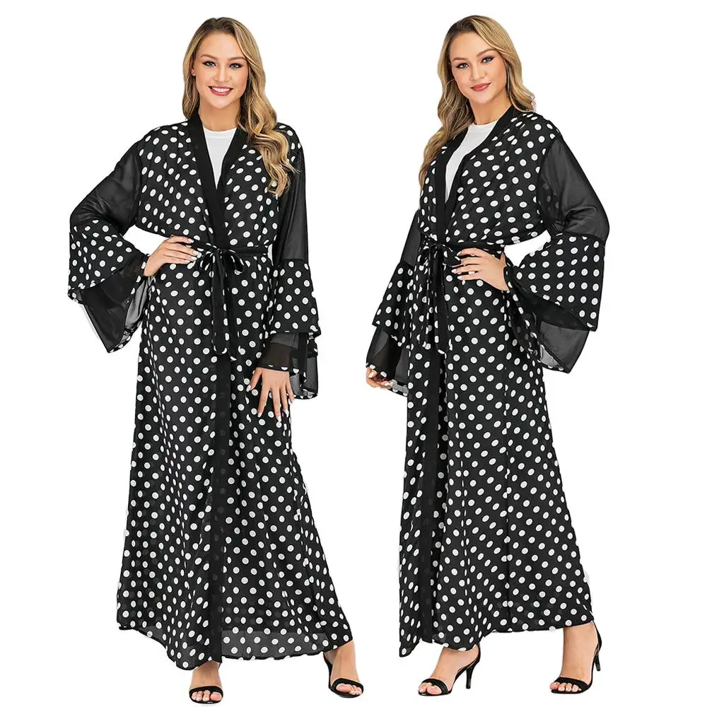 Abaya Kaftan Muslim Women Open Cardigan Polka Dot Kimono Prayer Islamic Jilbab Maxi Dress Patchwork Loose Flare Sleeve Dress New
Abaya Kaftan Muslim Women Open Cardigan Polka Dot Kimono Prayer Islamic Jilbab Maxi Dress Patchwork Loose Flare Sleeve Dress New
