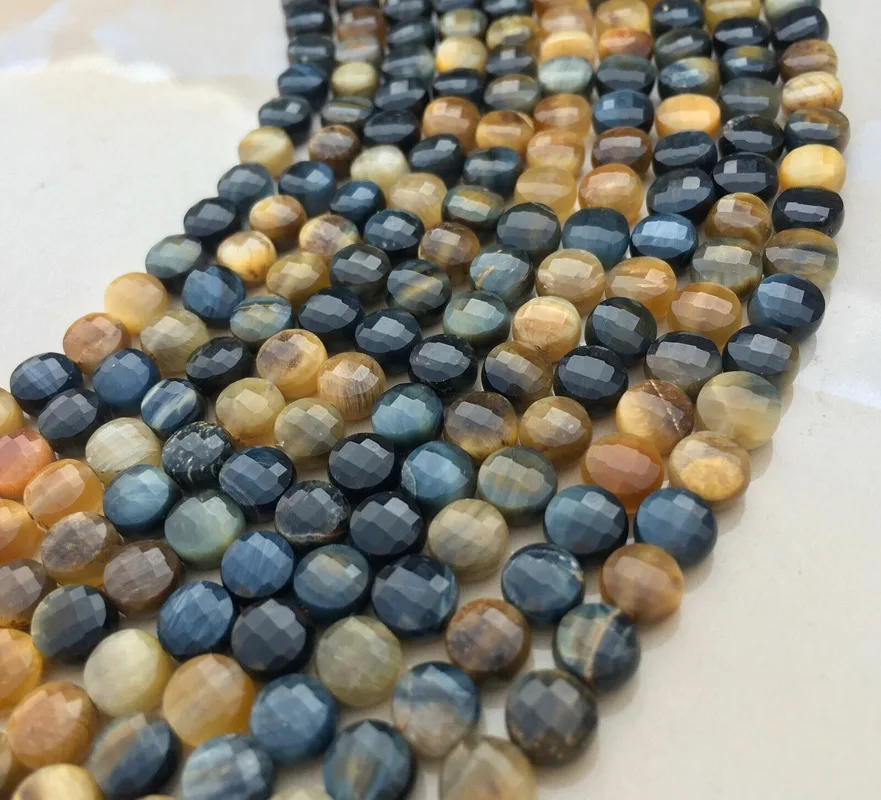 Natural 4-6mm yellow-blue tiger's eye coin gem faceted loose beads 15 inches
Natural 4-6mm yellow-blue tiger's eye coin gem faceted loose beads 15 inches