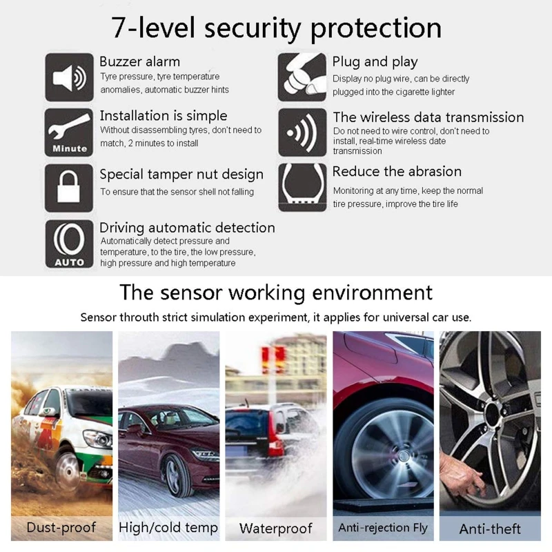Solar Power Digital Car Tyre Pressure Monitor Monitoring System Digital Display B36B
Solar Power Digital Car Tyre Pressure Monitor Monitoring System Digital Display B36B